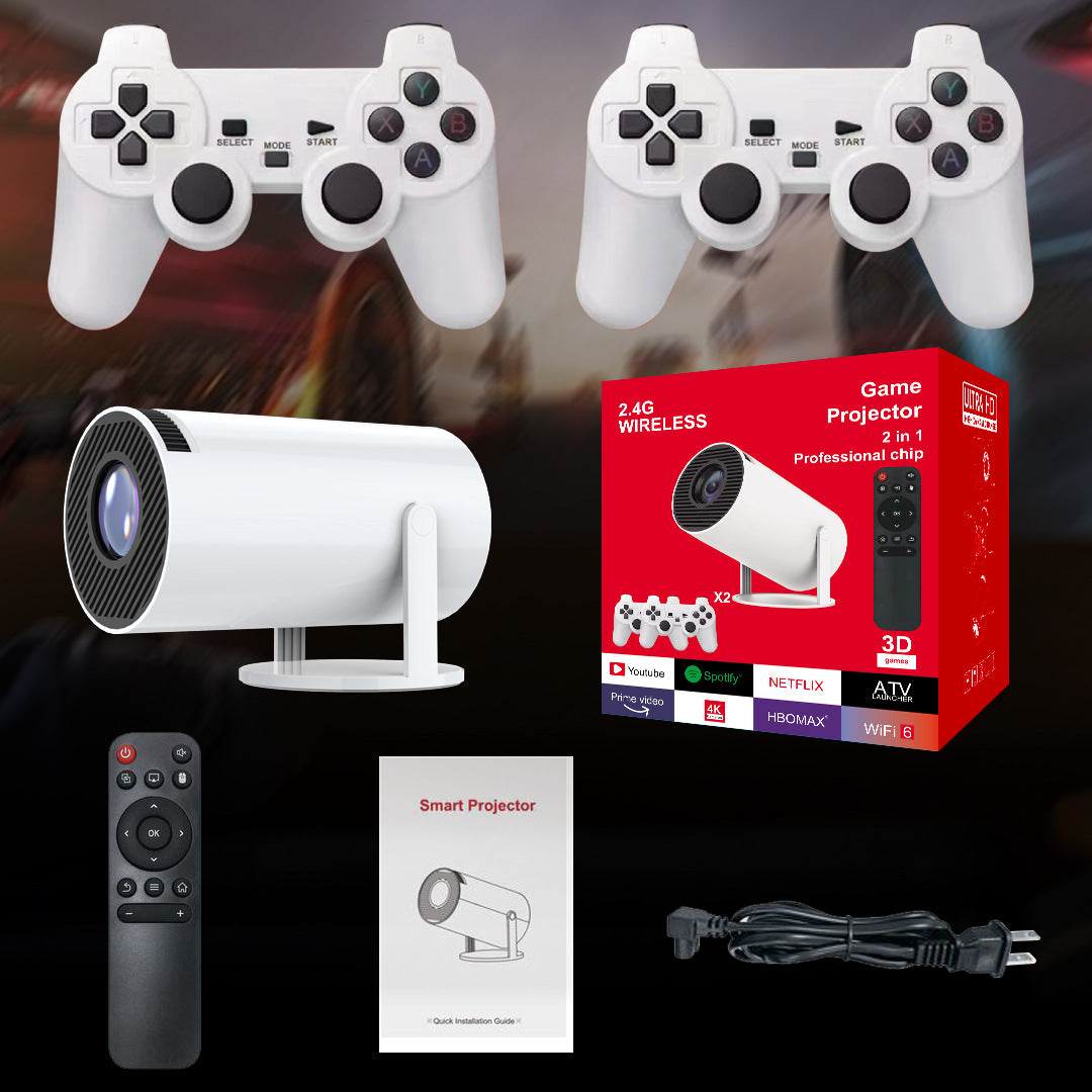 M300 MAX Game Projector, Portable Smart Android Projector With 2 Wireless Game Controllers, 720P Native Support 4K, 150 Screen, 35W Home Theater Video Projector For Outdoor & Indoor Movie Gaming, EU